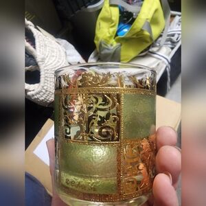 Culvar Prado Gold and Green Glass Tumbler